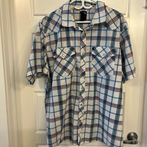 The North Face Blue and White Casual Button Down Shirt